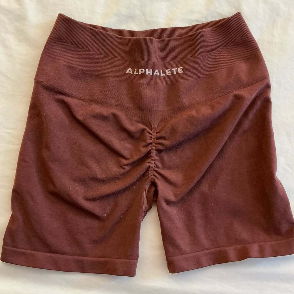 Alphalete Amplify Shorts Size S Brown Seamless Scrunch Gym Biker